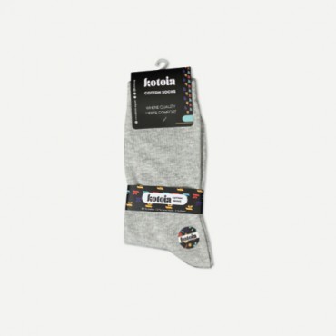 Kotoia light gray long Plain classic cotton socks