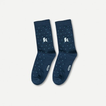 Kotoia letter K navy blue classic long cotton socks 