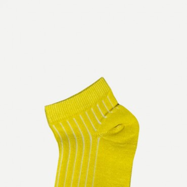 Kotoia 3 ankle striped cotton socks ( black , yellow and light gray)