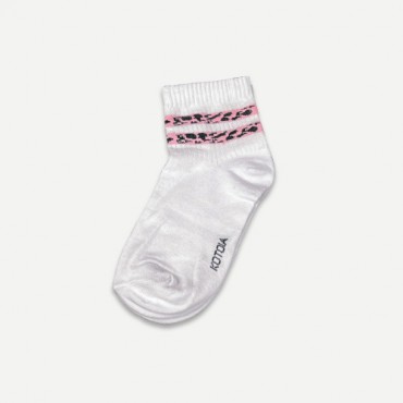 Kotoia 3 Half Pink striped and Basic Black and White Cotton Socks for women