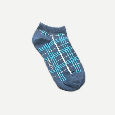 Kotoia 3 ankle carreaux cotton socks black , navy blue , dark gray