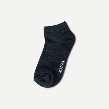 Kotoia 3 ankle striped cotton socks ( black , yellow and light gray)