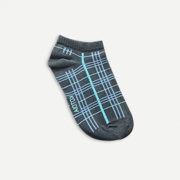 Kotoia 3 ankle carreaux cotton socks black , navy blue , dark gray