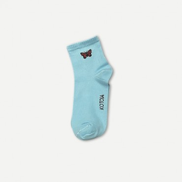 Kotoia 3 Half Butterfly Cotton Socks Pink, Baby Blue and Grey for Women