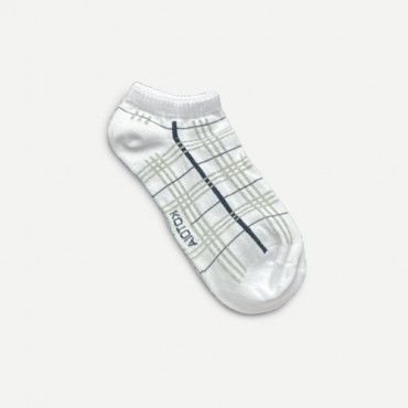 Kotoia 3 ankle carreaux cotton socks white, light gray and beige