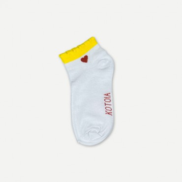 Kotoia 3 ankle heart cotton socks red , green and white 