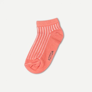 Kotoia 3 ankle striped cotton socks ( white , light gray and pink )