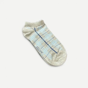 Kotoia 3 ankle carreaux cotton socks white, light gray and beige