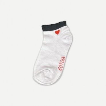 Kotoia 3 ankle heart cotton socks  white with light gray , navy blue and black 